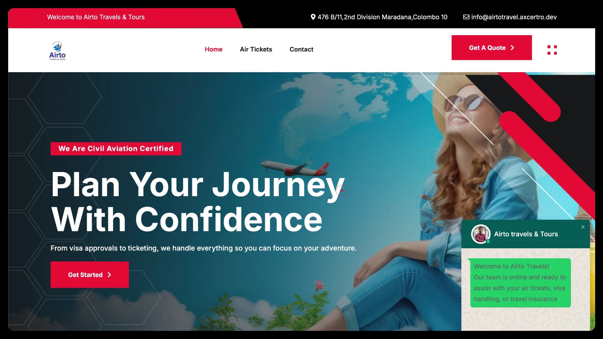 AirToTravel Wordpress website developed by Axcertro