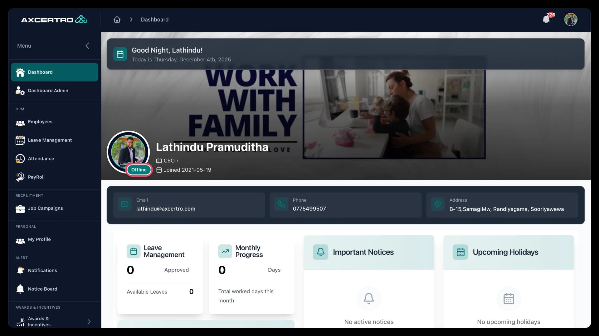 Axcertro HRM System developed by Axcertro