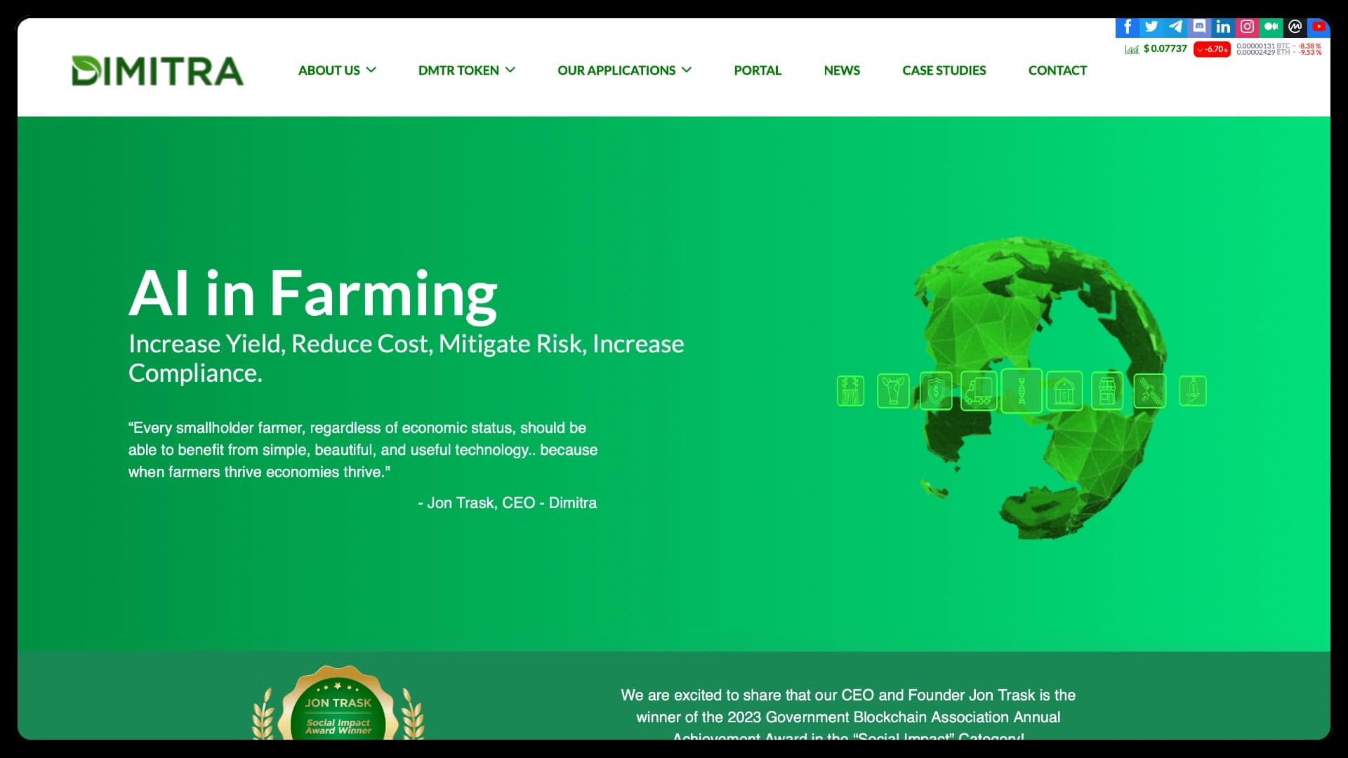 Custom developed dimitra.io platform by Axcertro