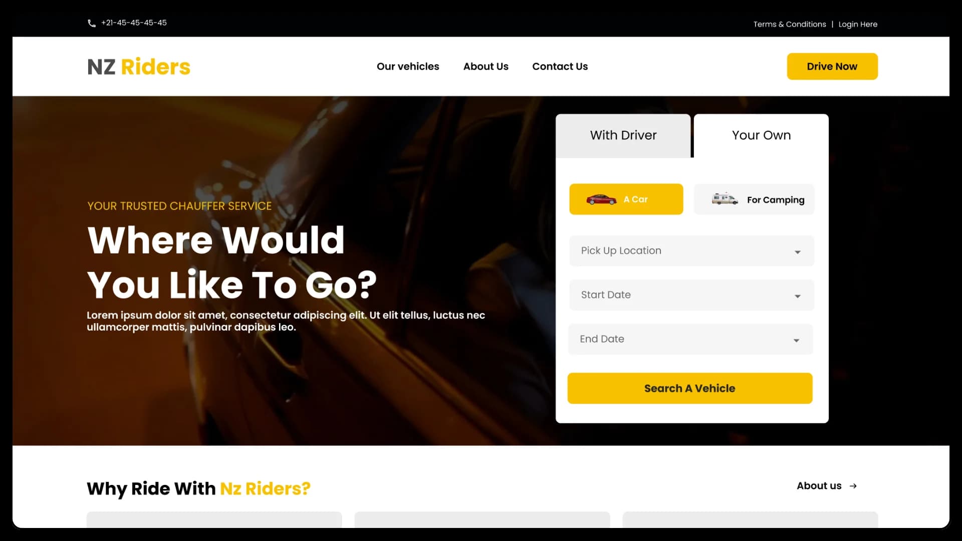 NZ Riders Taxi & Rent a car System developed by Axcertro
